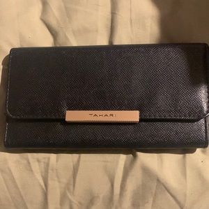 New Tahari wallet black with pink accents